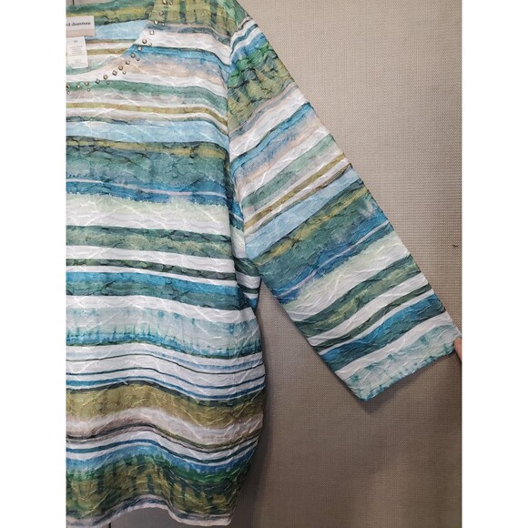 Alfred Dunner Woman Studded Textured Watercolor Biadere Knit Top Size 2X - Picture 2 of 6